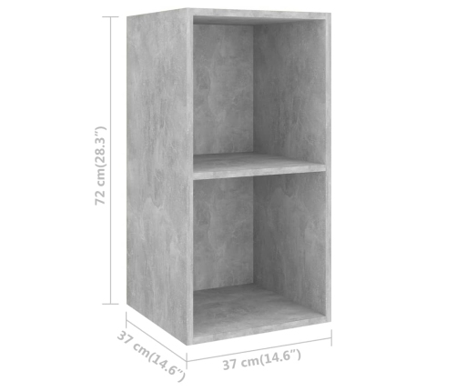 Mueble de pared de TV madera contrachapada hormigón 37x37x72 cm