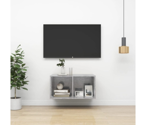 Mueble de pared de TV madera contrachapada hormigón 37x37x72 cm