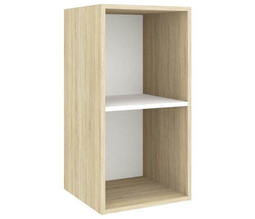 Mueble TV de pared madera contrachapada blanco roble 37x37x72cm