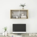 Mueble TV de pared madera contrachapada blanco roble 37x37x72cm