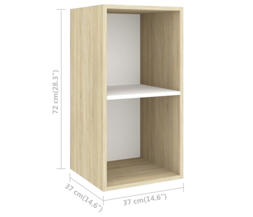 Mueble TV de pared madera contrachapada blanco roble 37x37x72cm