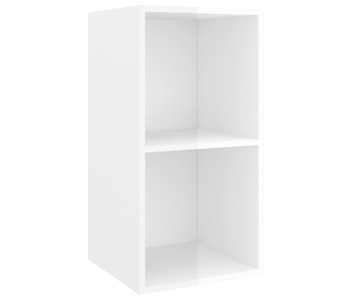 Mueble TV pared madera contrachapada blanco brillo 37x37x72 cm