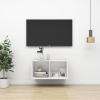 Mueble TV pared madera contrachapada blanco brillo 37x37x72 cm