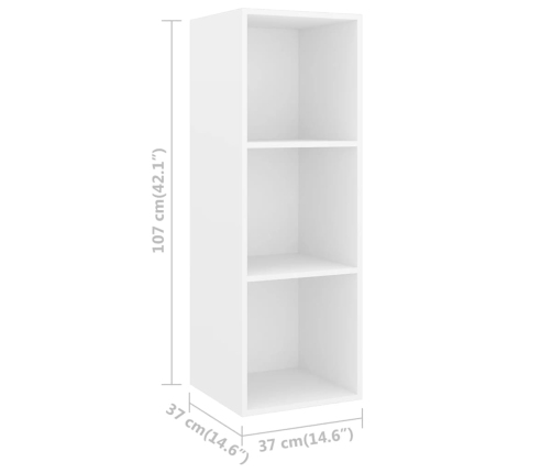 Mueble de pared para TV madera contrachapada blanco 37x37x107cm