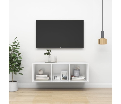 Mueble de pared para TV madera contrachapada blanco 37x37x107cm