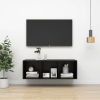 Mueble de pared para TV madera contrachapada negro 37x37x107 cm