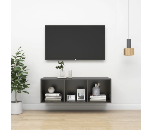 Mueble de pared para TV madera contrachapada gris 37x37x107 cm