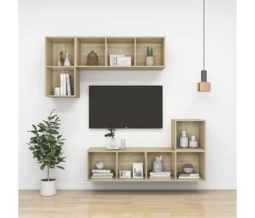 Mueble de pared para TV madera contrachapada roble 37x37x72 cm