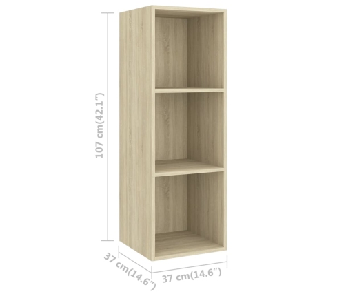 Mueble de pared para TV madera contrachapada roble 37x37x72 cm