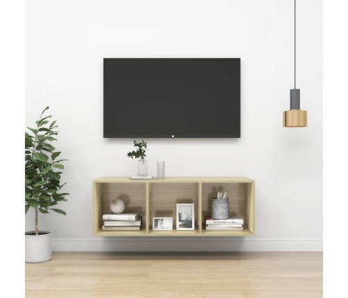 Mueble de pared para TV madera contrachapada roble 37x37x72 cm