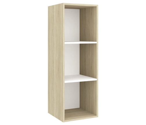 Mueble TV pared madera contrachapada blanco roble 37x37x107 cm