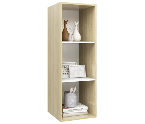 Mueble TV pared madera contrachapada blanco roble 37x37x107 cm