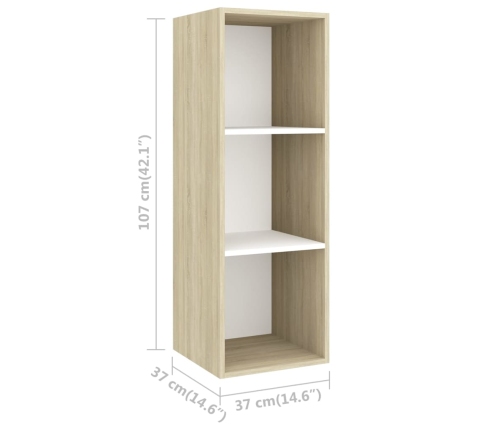 vidaXL Mueble TV pared madera contrachapada blanco roble 37x37x107 cm