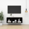 Mueble TV pared madera contrachapada negro brillo 37x37x107cm