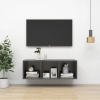 Mueble TV pared madera contrachapada gris brillo 37x37x107 cm