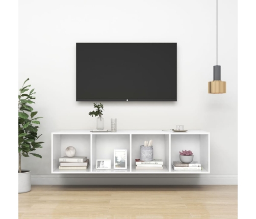 TV de pared con madera contrachapada blanco 37x37x142,5 cm