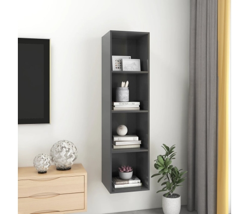 Mueble TV pared madera contrachapada gris 37x37x142,5 cm