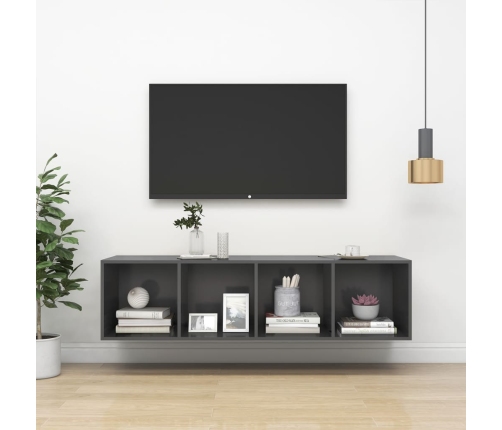 Mueble TV pared madera contrachapada gris 37x37x142,5 cm