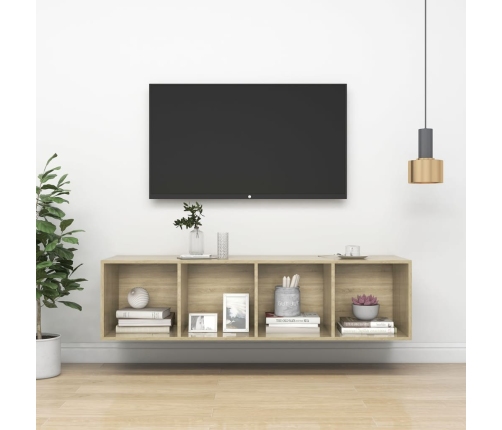 Mueble TV pared contrachapada color roble Sonoma 37x37x142,5 cm