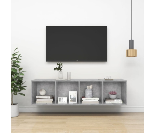 Mueble TV pared madera contrachapada hormigón 37x37x142,5 cm