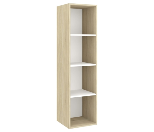 Mueble TV pared madera contrachapada blanco roble 37x37x142,5cm