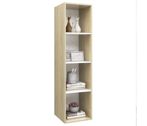 Mueble TV pared madera contrachapada blanco roble 37x37x142,5cm