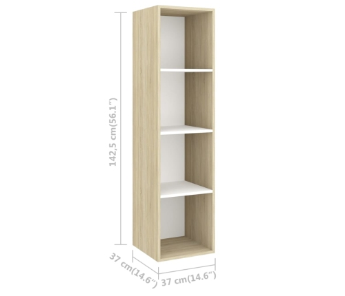 Mueble TV pared madera contrachapada blanco roble 37x37x142,5cm