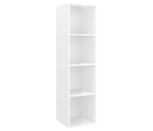 vidaXL Mueble TV pared contrachapada blanco brillo 37x37x142,5 cm