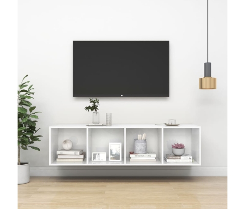 vidaXL Mueble TV pared contrachapada blanco brillo 37x37x142,5 cm