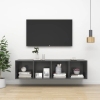 Mueble TV pared madera contrachapada gris brillo 37x37x142,5 cm