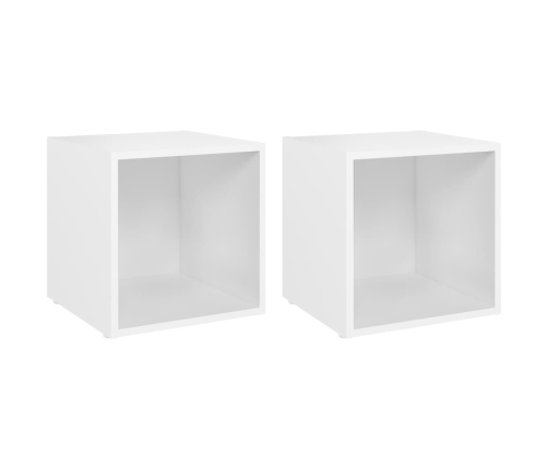 Muebles para TV 2 uds madera contrachapada blanco 37x35x37 cm