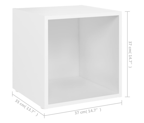 Muebles para TV 2 uds madera contrachapada blanco 37x35x37 cm