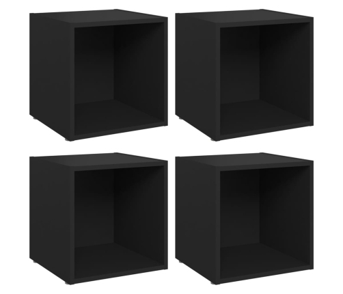 vidaXL Muebles para TV 4 uds madera contrachapada negro 37x35x37 cm