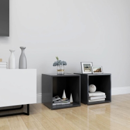 Muebles para TV 2 uds madera contrachapada gris 37x35x37 cm