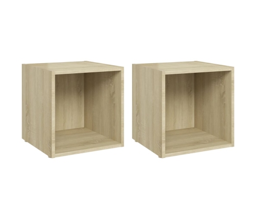 vidaXL Muebles de TV 2uds madera contrachapada roble Sonoma 37x35x37cm