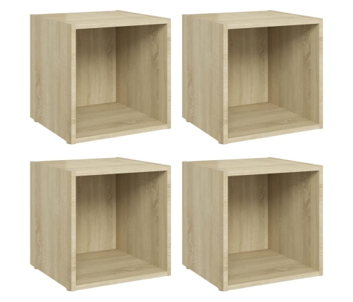 Muebles de TV 4uds madera contrachapada roble Sonoma 37x35x37cm