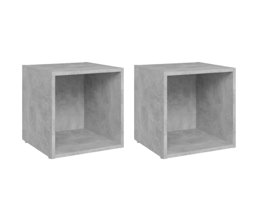 Mueble de TV 2uds madera contrachapada gris hormigón 37x35x37cm