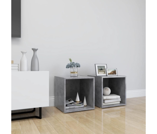 Mueble de TV 2uds madera contrachapada gris hormigón 37x35x37cm