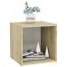 Mueble TV madera contrachapada blanco y roble Sonoma 37x35x37cm