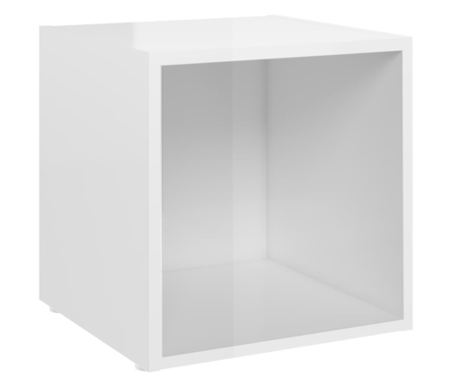 Mueble para TV madera contrachapada blanco brillo 37x35x37 cm