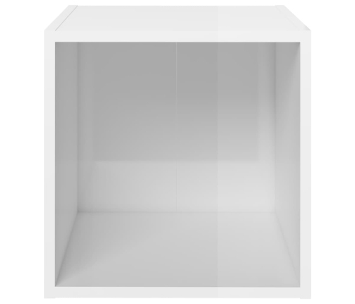 Mueble para TV madera contrachapada blanco brillo 37x35x37 cm