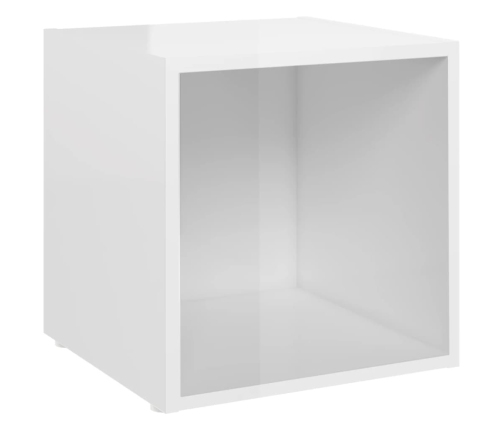 vidaXL Muebles TV 2 uds madera contrachapada blanco brillo 37x35x37 cm