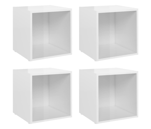 Muebles TV 4 uds madera contrachapada blanco brillo 37x35x37 cm