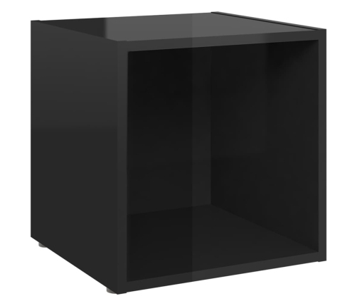 Mueble para TV madera contrachapada negro brillo 37x35x37 cm