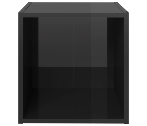 Mueble para TV madera contrachapada negro brillo 37x35x37 cm