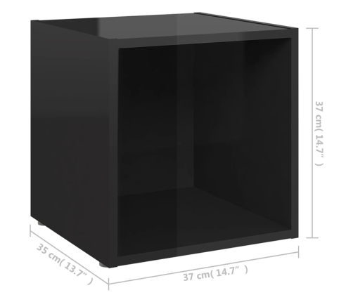 Mueble para TV madera contrachapada negro brillo 37x35x37 cm