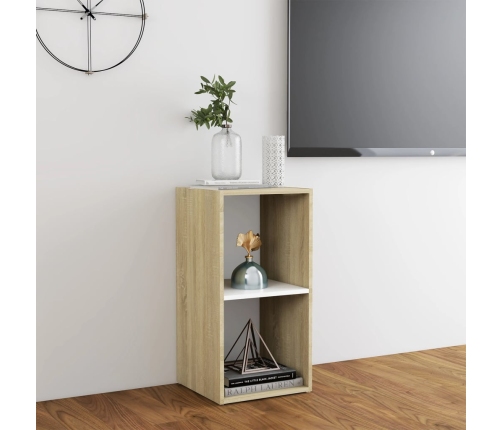 Mueble para TV madera contrachapada blanco y roble 72x35x36,5cm