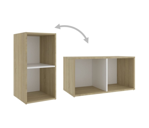 Mueble para TV madera contrachapada blanco y roble 72x35x36,5cm