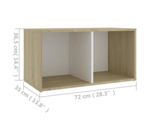 Mueble para TV madera contrachapada blanco y roble 72x35x36,5cm