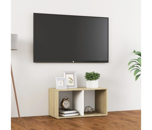 Mueble para TV madera contrachapada blanco y roble 72x35x36,5cm